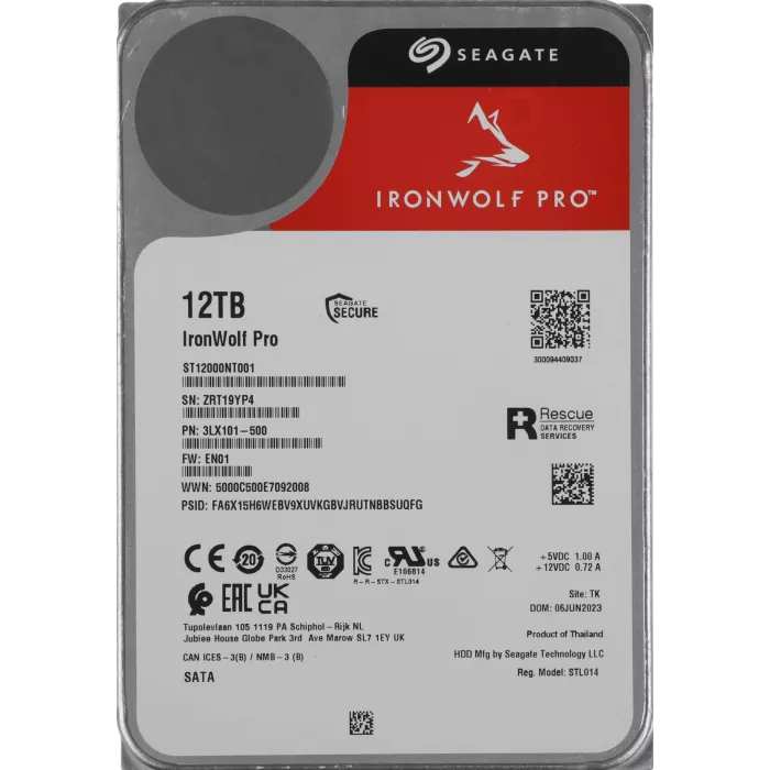 Жесткий диск Seagate SATA-III 12Tb ST12000NT001 NAS Ironwolf Pro 512E (7200rpm) 256Mb 3.5"