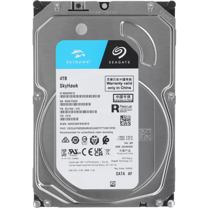 Жесткий диск Seagate SATA-III 4TB ST4000VX015 Surveillance Skyhawk 4KN (5400rpm) 256Mb 3.5"