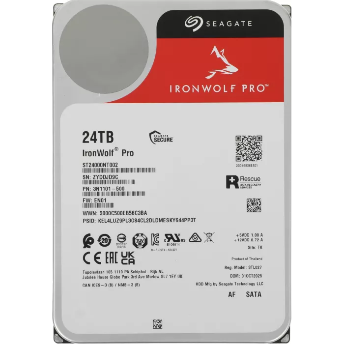 Жесткий диск Seagate SATA-III 24TB ST24000NT002 NAS Ironwolf Pro 512E (7200rpm) 512Mb 3.5"