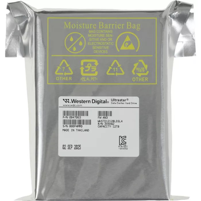 Жесткий диск WD SATA-III 12TB 0B47063 WUS721212BLE6L4 Ultrastar DC HC340 512E (7200rpm) 512Mb 3.5"