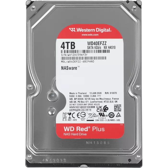 Жесткий диск WD SATA-III 4TB WD40EFZZ NAS Red Plus (5400rpm) 128Mb 3.5"