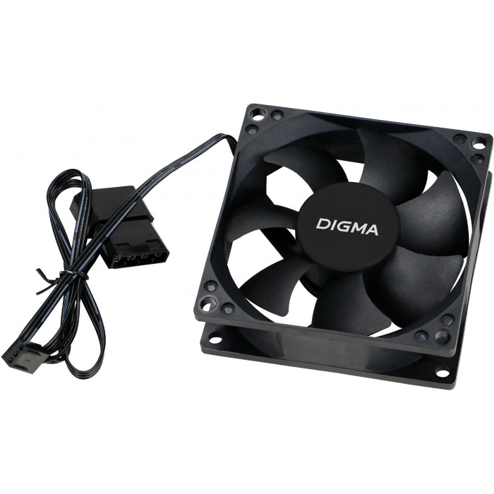 Вентилятор для корпуса Digma DFan-80 80х80x25 черный 3-pin 4-pin (Molex) 23дБ Ret