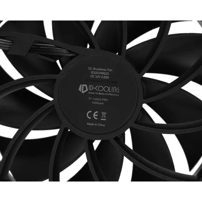 Вентилятор для корпуса ID-Cooling TF-12025-Pro 120х120x25 черный 4-pin 35.2дБ (TF-12025-PRO BLACK) Ret