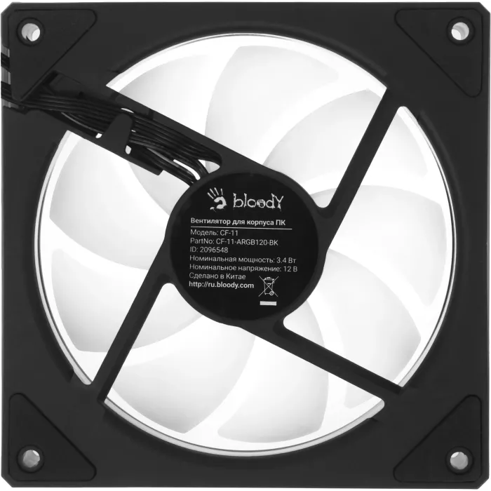 Вентилятор для корпуса Bloody CF-11 LCD ARGB 120х120x25 черный 4-pin 32дБ (упак.:1шт) (CF-11-ARGB120-BK) Ret