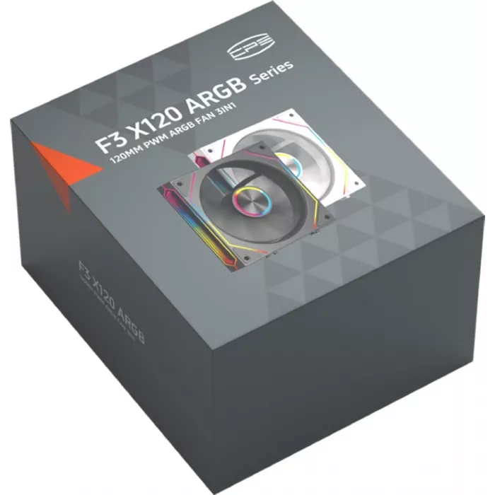 Вентилятор для корпуса PcCooler F3 X120 ARGB 120х120x25 черный 4-pin 28.4дБ (F3X120-BKAC112-GL) Ret