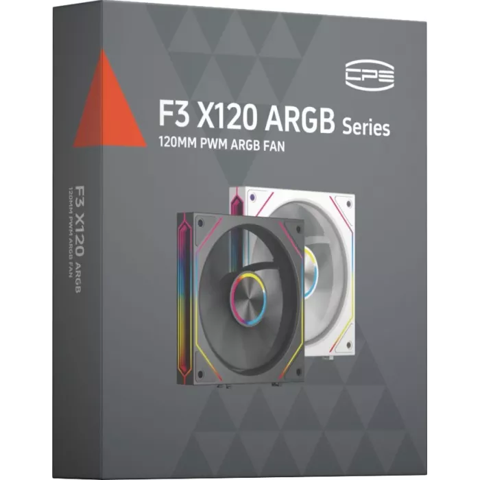 Вентилятор для корпуса PcCooler F3 X120 ARGB 120х120x25 белый 4-pin 28.4дБ (F3X120-WHAC112-GL) Ret