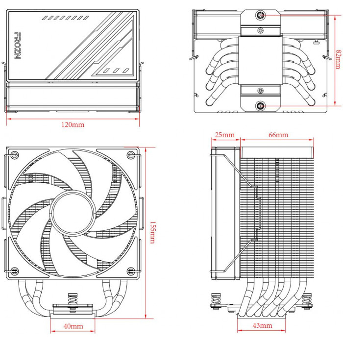 Устройство охлаждения(кулер) ID-Cooling Frozn A610 Soc-AM5/AM4/1200/1700/1851 черный 4-pin 29.85dB Al+Cu 250W 925gr Ret (FROZN A610 BLACK)