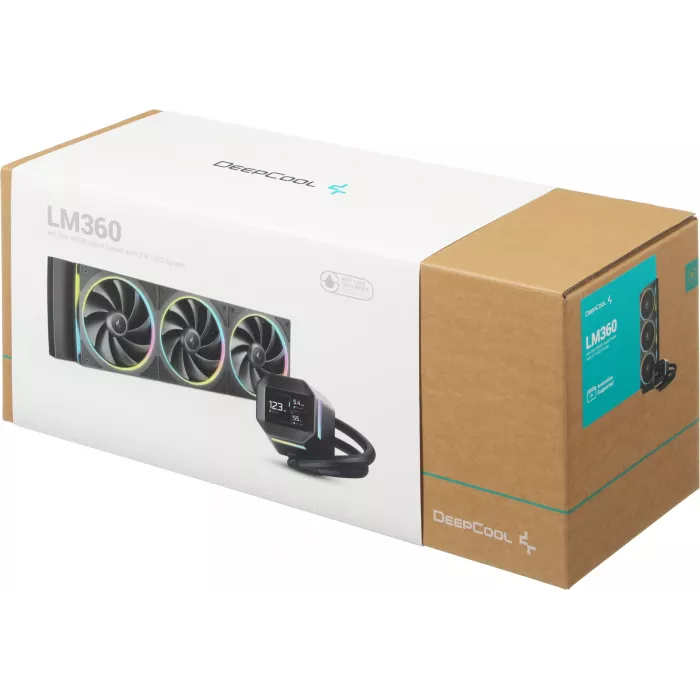 Система водяного охлаждения Deepcool LM360 ARGB Soc-AM5/AM4/1200/1700/1851 черный 4-pin 19-36dB Al LCD 250W 1729gr Ret (R-LM360-BKDMMC-1)