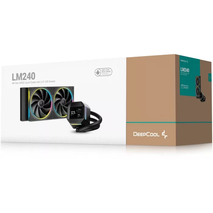 Система водяного охлаждения Deepcool LM240 ARGB Soc-AM5/AM4/1200/1700/1851 черный 4-pin 19-36dB Al LCD 220W 1404gr Ret (R-LM240-BKDMMC-1)