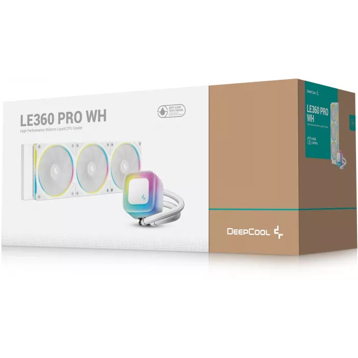 Система водяного охлаждения Deepcool LE360 Pro ARGB Soc-AM5/AM4/1200/1700/1851 белый 4-pin 19-33dB Al 300W 1817gr Ret (R-LE360PRO-WHAMMC-G-1)