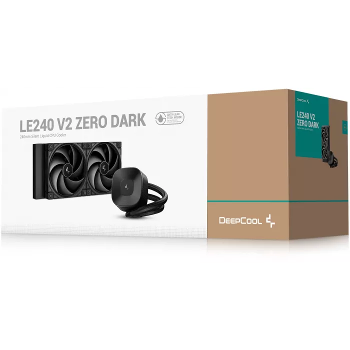 Система водяного охлаждения Deepcool LE240 V2 Zero нет подсветки Soc-AM5/AM4/1200/1700/1851 черный 4-pin 28.2-31.6dB Al 220W 1266gr Ret (R-LE240ZERO-BKLNMD-G-1)