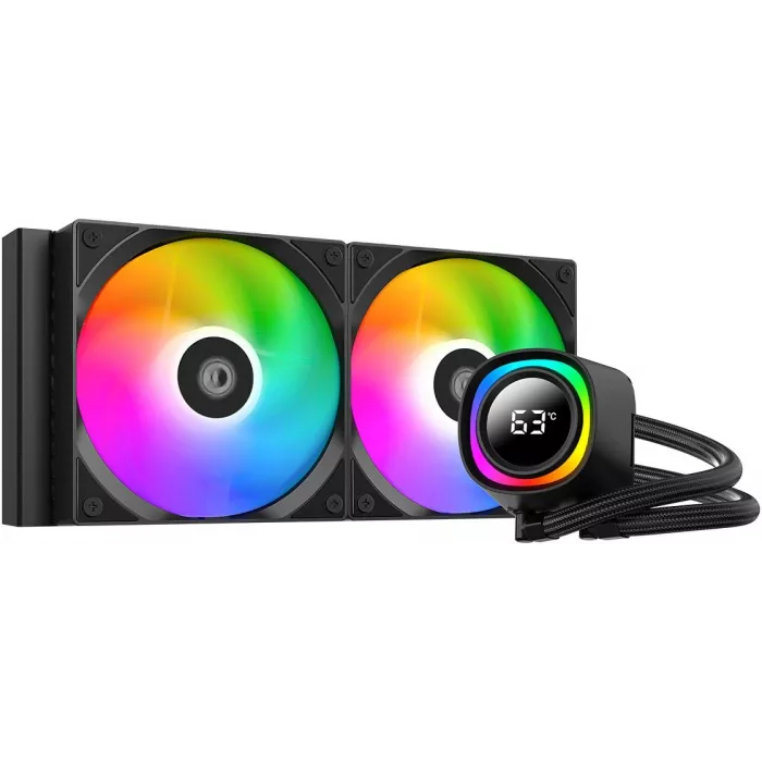 Система водяного охлаждения ID-Cooling FX240 TD ARGB Soc-AM5/AM4/1200/1700/1851 черный 4-pin 27.2dB Al LCD 300W Ret