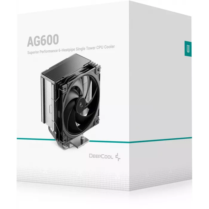 Устройство охлаждения(кулер) Deepcool AG600 нет подсветки Soc-AM5/AM4/1200/1700/1851 серебристый/черный 4-pin 29.22dB Al+Cu 260W 686gr Ret (R-AG600-BKNPMG2-G)