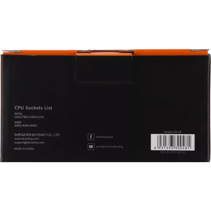 Устройство охлаждения(кулер) ID-Cooling DK-03 Soc-AM5/AM4/1200/1700/1851 черный 3-pin 26dB Al 100W 250gr Ret