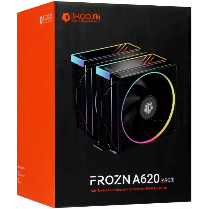Устройство охлаждения(кулер) ID-Cooling Frozn A620 ARGB Soc-AM5/AM4/1200/1700/1851 черный 4-pin 29.9dB Al+Cu 270W 1200gr Ret (FROZN A620 ARGB)