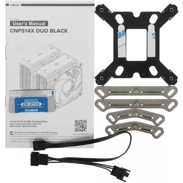 Устройство охлаждения(кулер) Zalman CNPS14X DUO Soc-AM5/AM4/1200/1700/1851 черный 4-pin 29.7dB Al+Cu 270W 1160gr Ret (CNPS14X DUO BLACK)