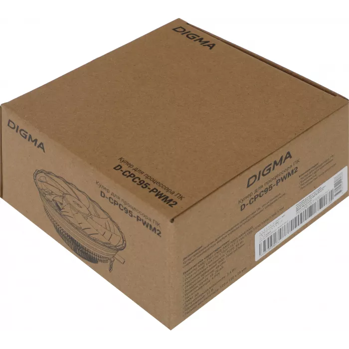 Устройство охлаждения(кулер) Digma D-CPC95-PWM2 Soc-AM5/AM4/1200/1700/1851 черный 4-pin 18-29dB Al 95W 185gr Ret