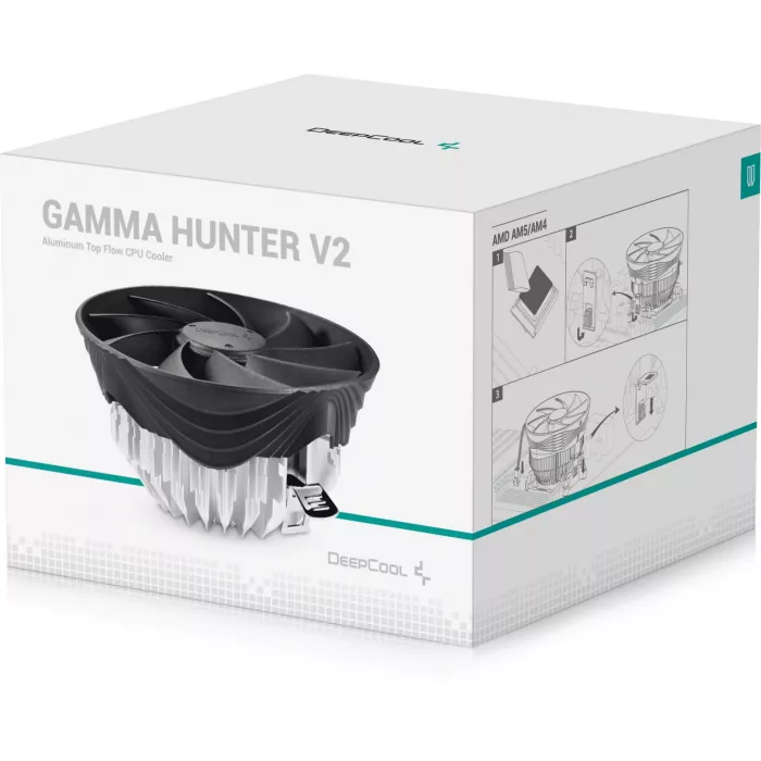 Устройство охлаждения(кулер) Deepcool Gamma Hunter V2 Soc-AM5/AM4/1200/1700/1851 черный 3-pin 21dB Al 95W 252gr Ret (G-U-HUNTER-ARNNNN-G-1)