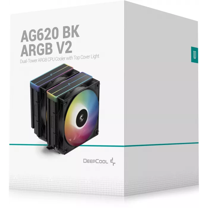 Устройство охлаждения(кулер) Deepcool AG620 Bk V2 ARGB Soc-AM5/AM4/1200/1700/1851 черный 4-pin 15-29.4dB Al+Cu 260W 1330gr Ret (R-AG620-BKAMMN-GJD)