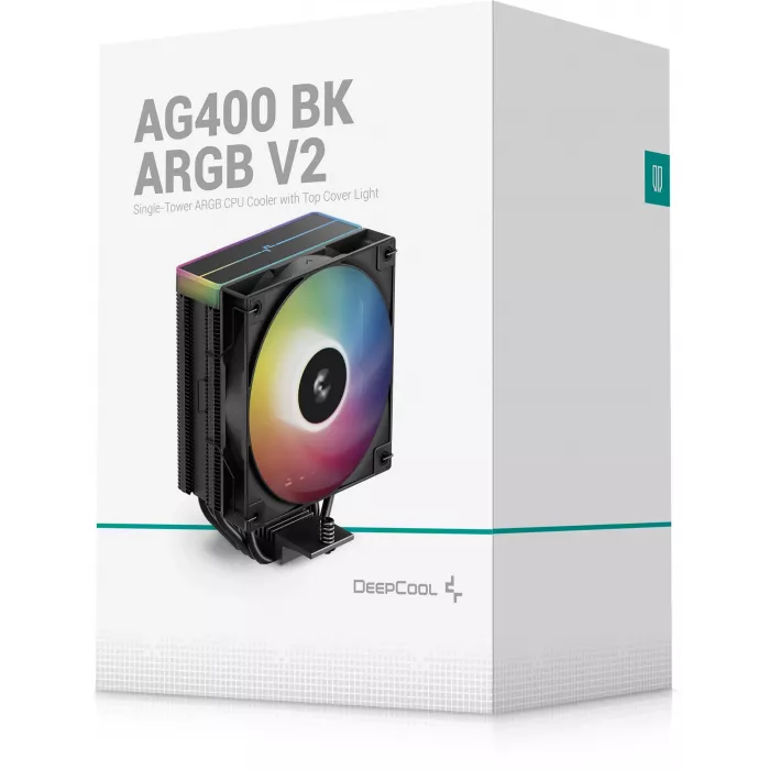 Устройство охлаждения(кулер) Deepcool AG400 Bk V2 ARGB Soc-AM5/AM4/1200/1700/1851 черный 4-pin 31.6dB Al+Cu 220W 643gr Ret (R-AG400-BKAMMN-GJD)