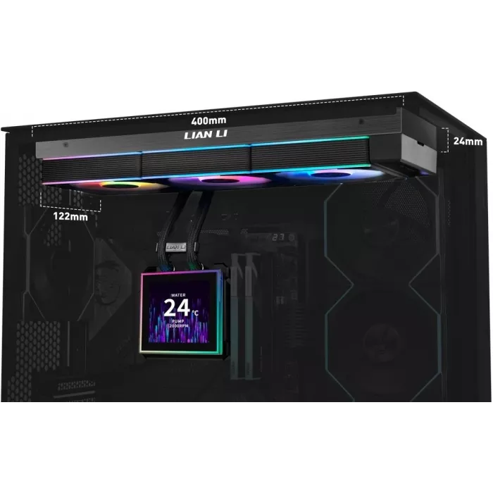 Система водяного охлаждения Lian-Li HydroShift II LCD-S 360CL ARGB Soc-AM5/AM4/1700/1851 черный 4-pin 30dB Al LCD Ret (G89.GHS2LCDS36CB.R0)