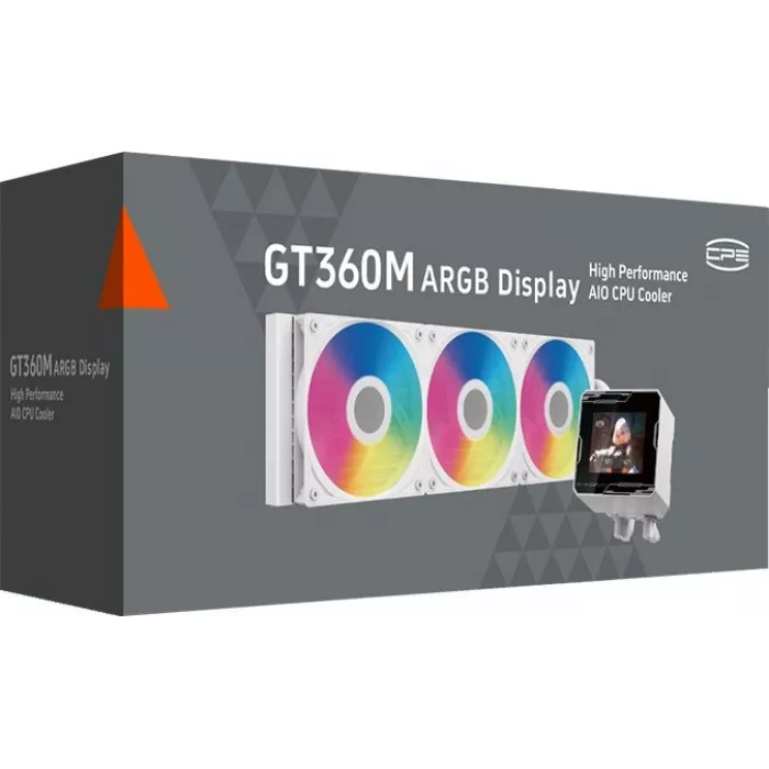 Система водяного охлаждения PcCooler GT360M Display ARGB Soc-AM5/AM4/1200/1700/1851 белый 4-pin 15-33.7dB Al LCD 310W Ret (GT360M-WHAWXX-GL)