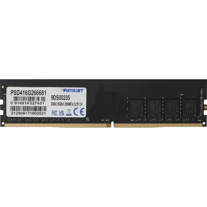 Память DDR4 16GB 2666MHz Patriot PSD416G266681 Signature RTL PC4-21300 CL19 DIMM UDIMM 288-pin 1.2В single rank Ret