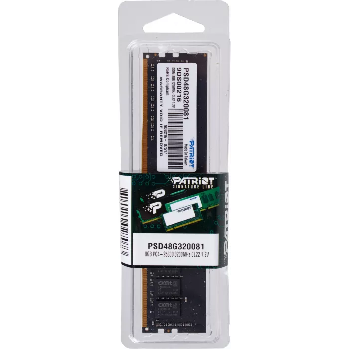 Память DDR4 8GB 3200MHz Patriot PSD48G320081 Signature RTL Gaming PC4-25600 CL22 DIMM UDIMM 288-pin 1.2В single rank Ret