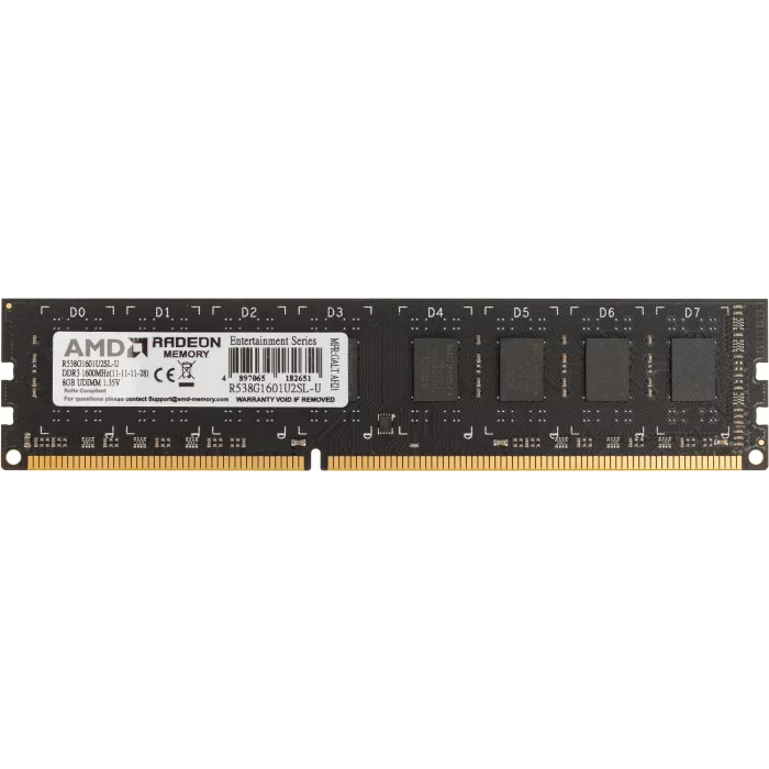 Память DDR3L 8GB 1600MHz AMD R538G1601U2SL-U RTL PC3-12800 CL11 DIMM UDIMM 240-pin 1.35В Ret