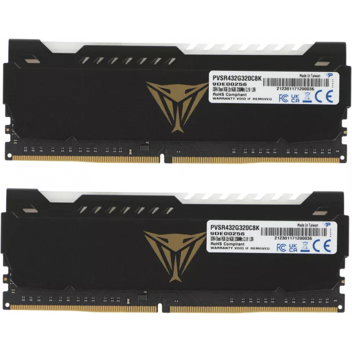 Память DDR4 2x16GB 3200MHz Patriot PVSR432G320C8K Viper Steel RGB RTL Gaming PC4-25600 CL18 DIMM UDIMM 288-pin 1.35В dual rank с радиатором Ret