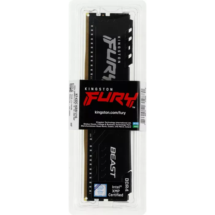 Память DDR4 16GB 3200MHz Kingston KF432C16BB1/16 Fury Beast Black RTL Gaming PC4-25600 CL16 DIMM UDIMM 288-pin 1.35В dual rank с радиатором Ret