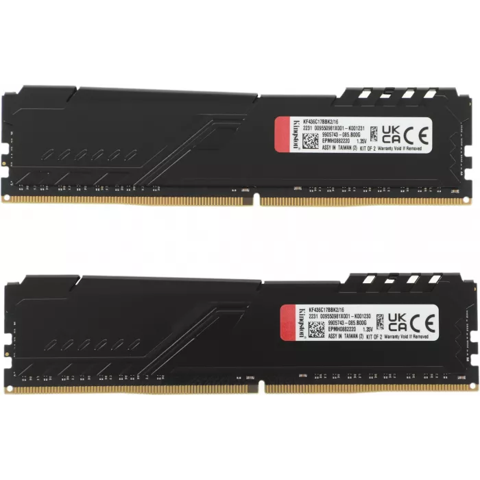 Память DDR4 2x8GB 3600MHz Kingston KF436C17BBK2/16 Fury Beast RTL Gaming PC4-28800 CL17 DIMM UDIMM 288-pin 1.35В kit single rank с радиатором Ret