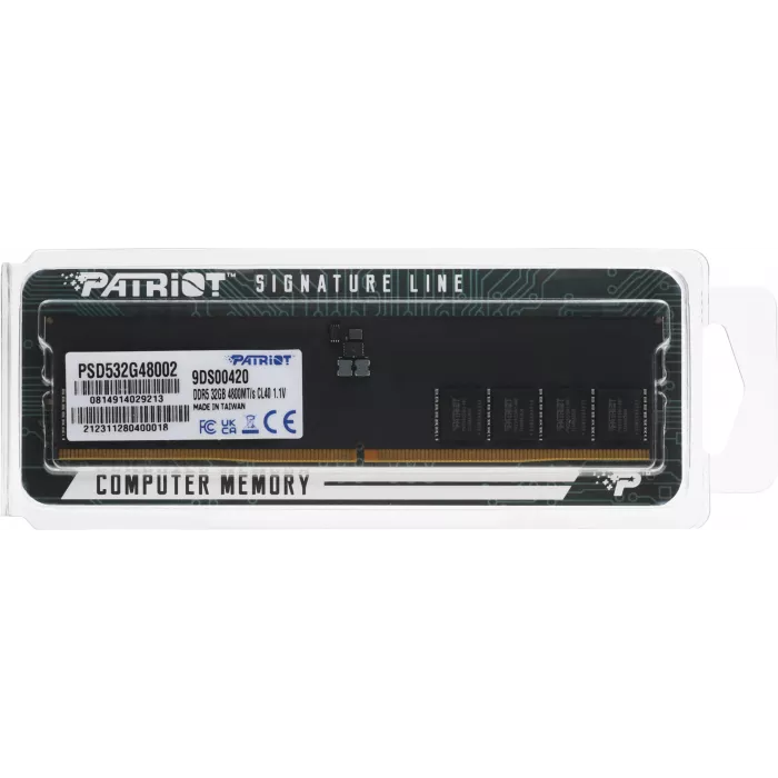 Память DDR5 32GB 4800MHz Patriot PSD532G48002 Signature RTL PC5-38400 CL40 DIMM UDIMM 288-pin 1.1В dual rank Ret