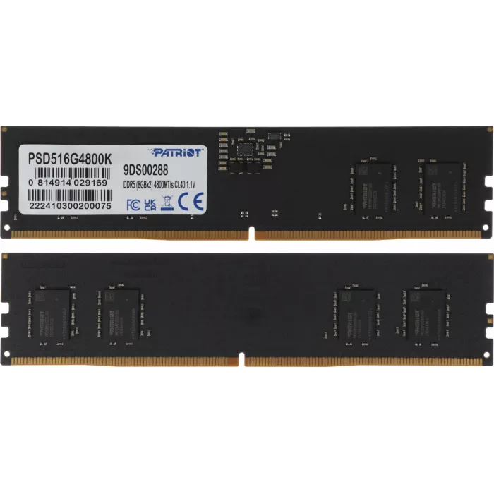 Память DDR5 2x8GB 4800MHz Patriot PSD516G4800K Signature RTL Gaming PC5-38400 CL40 DIMM UDIMM 288-pin 1.1В Ret