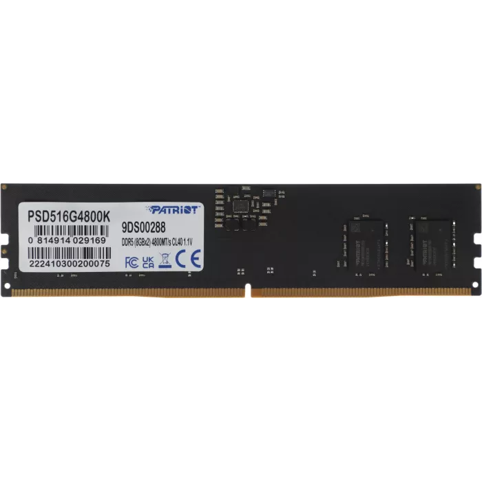 Память DDR5 2x8GB 4800MHz Patriot PSD516G4800K Signature RTL Gaming PC5-38400 CL40 DIMM UDIMM 288-pin 1.1В Ret