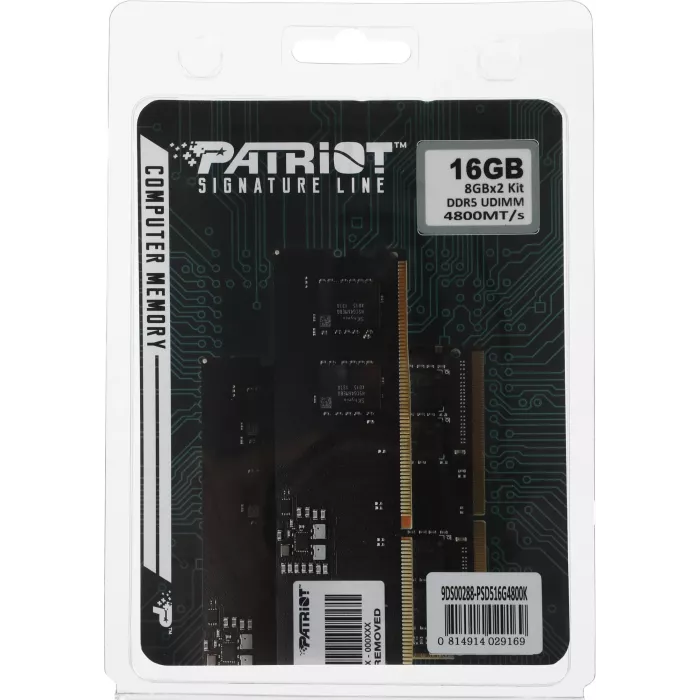 Память DDR5 2x8GB 4800MHz Patriot PSD516G4800K Signature RTL Gaming PC5-38400 CL40 DIMM UDIMM 288-pin 1.1В Ret
