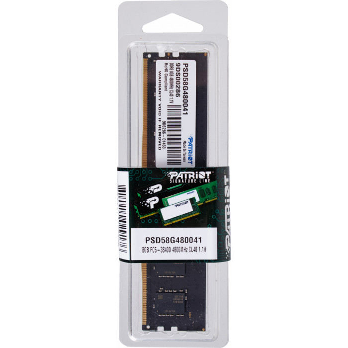 Память DDR5 8GB 4800MHz Patriot PSD58G480041 Signature RTL PC5-38400 CL40 DIMM UDIMM 288-pin 1.1В single rank Ret