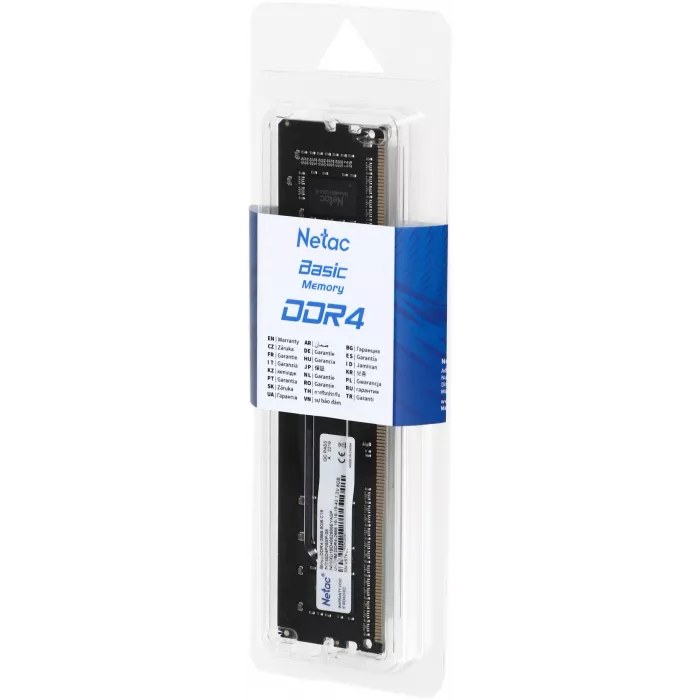 Память DDR4 8GB 2666MHz Netac NTBSD4P26SP-08 Basic RTL PC4-21300 CL19 DIMM UDIMM 288-pin 1.2В single rank Ret