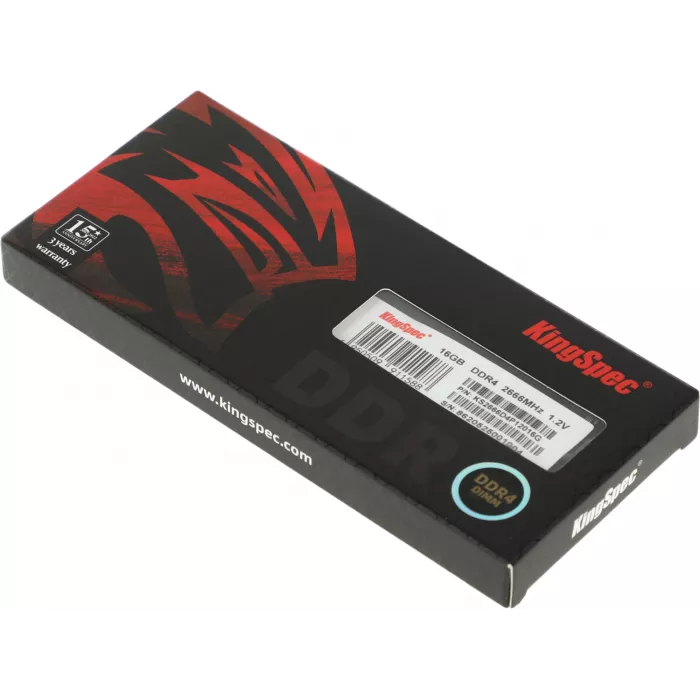 Память DDR4 16GB 2666MHz Kingspec KS2666D4P12016G RTL PC4-21300 CL18 DIMM UDIMM 288-pin 1.2В single rank Ret