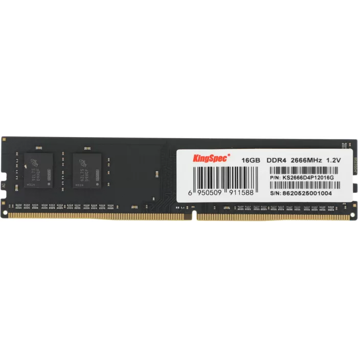 Память DDR4 16GB 2666MHz Kingspec KS2666D4P12016G RTL PC4-21300 CL18 DIMM UDIMM 288-pin 1.2В single rank Ret