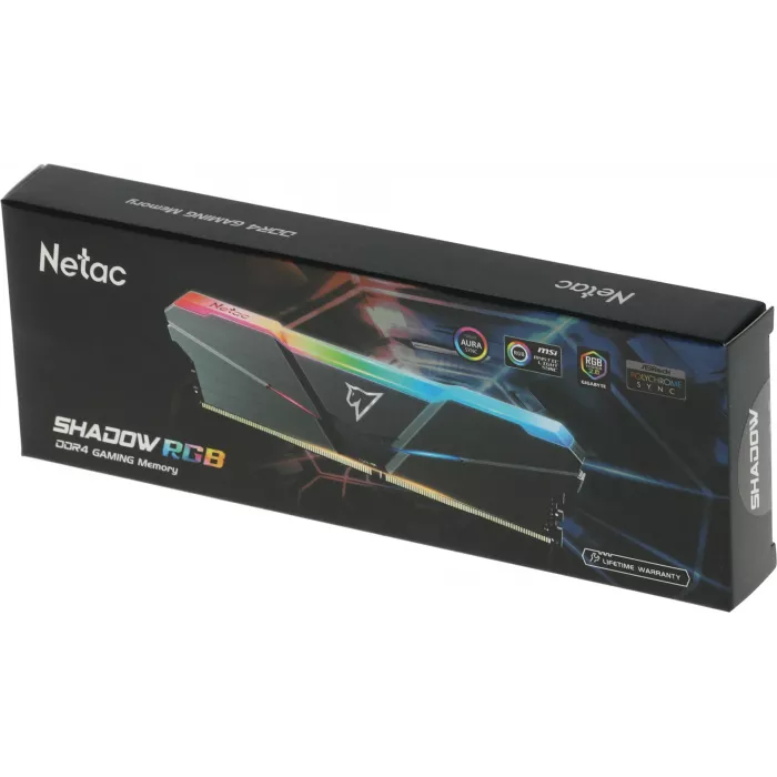 Память DDR4 16GB 3200MHz Netac NTSRD4P32SP-16E Shadow RGB RTL Gaming PC4-25600 CL16 DIMM UDIMM 288-pin 1.35В single rank с радиатором Ret