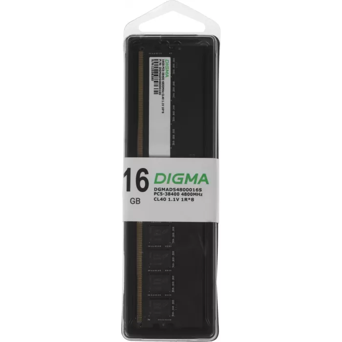 Память DDR5 16GB 4800MHz Digma DGMAD54800016S RTL PC5-38400 CL40 DIMM UDIMM 288-pin 1.1В single rank Ret