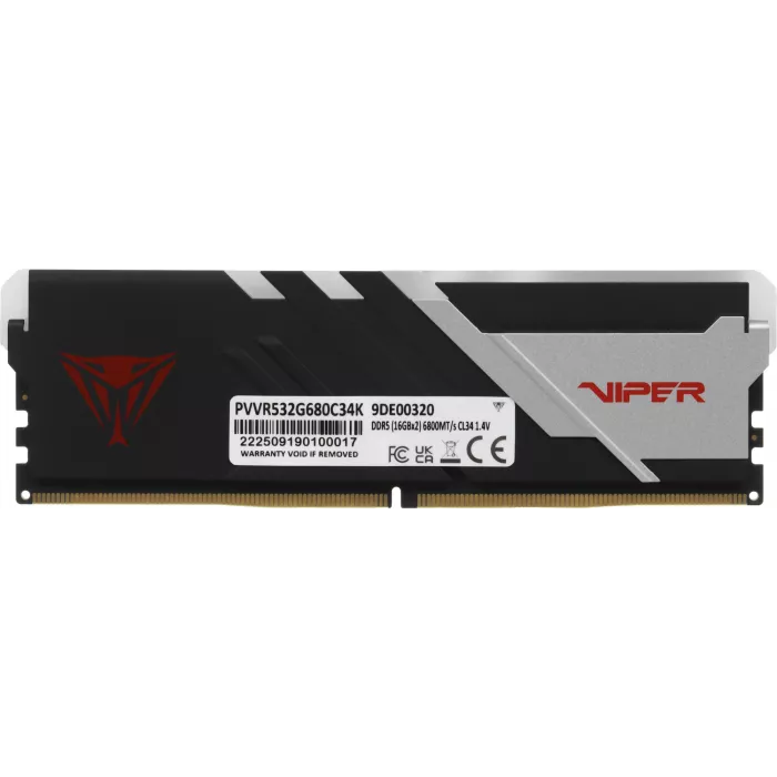 Память DDR5 2x16GB 6800MHz Patriot PVVR532G680C34K Viper Venom RGB RTL Gaming PC5-54400 CL34 DIMM UDIMM 288-pin 1.4В kit с радиатором Ret