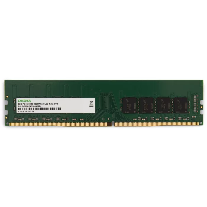 Память DDR4 8GB 3200MHz Digma DGMAD43200008D RTL PC4-25600 CL22 DIMM UDIMM 288-pin 1.2В dual rank Ret
