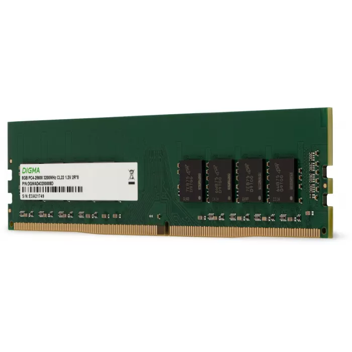 Память DDR4 8GB 3200MHz Digma DGMAD43200008D RTL PC4-25600 CL22 DIMM UDIMM 288-pin 1.2В dual rank Ret