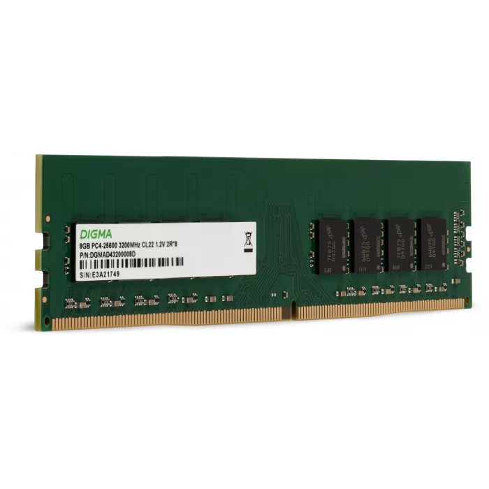 Память DDR4 8GB 3200MHz Digma DGMAD43200008D RTL PC4-25600 CL22 DIMM UDIMM 288-pin 1.2В dual rank Ret