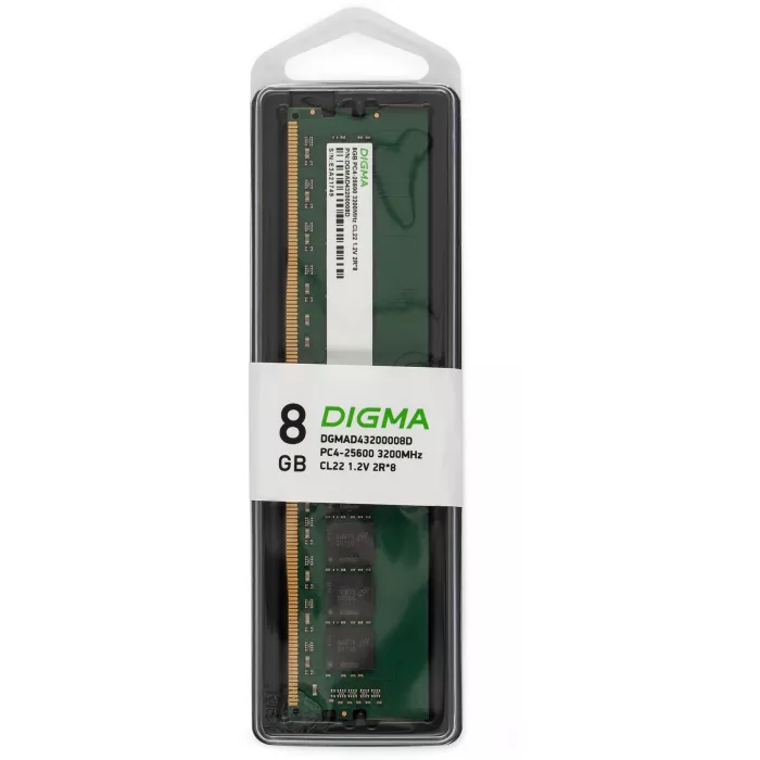 Память DDR4 8GB 3200MHz Digma DGMAD43200008D RTL PC4-25600 CL22 DIMM UDIMM 288-pin 1.2В dual rank Ret