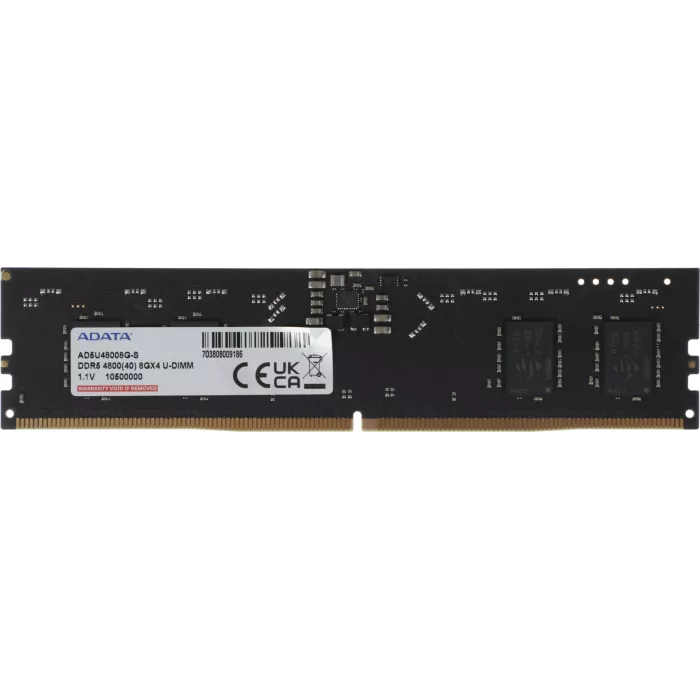Память DDR5 8GB 4800MHz A-Data AD5U48008G-S RTL PC5-38400 CL40 DIMM UDIMM 288-pin 1.1В single rank Ret