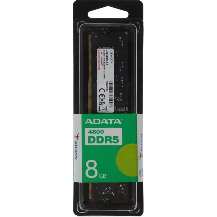 Память DDR5 8GB 4800MHz A-Data AD5U48008G-S RTL PC5-38400 CL40 DIMM UDIMM 288-pin 1.1В single rank Ret