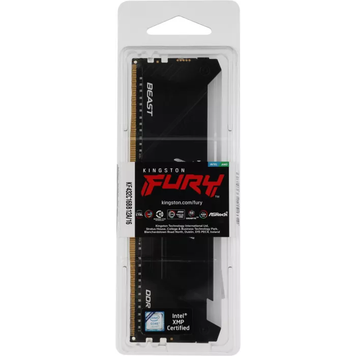 Память DDR4 16GB 3200MHz Kingston KF432C16BB12A/16 Fury Beast RGB RTL Gaming PC4-25600 CL16 DIMM UDIMM 288-pin 1.35В dual rank с радиатором Ret